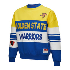 Golden State Warriors x DANNIJO Women's Blocked Pullover Sweatshirt sale - Gold/Royal | Mitchell & Ness outlet