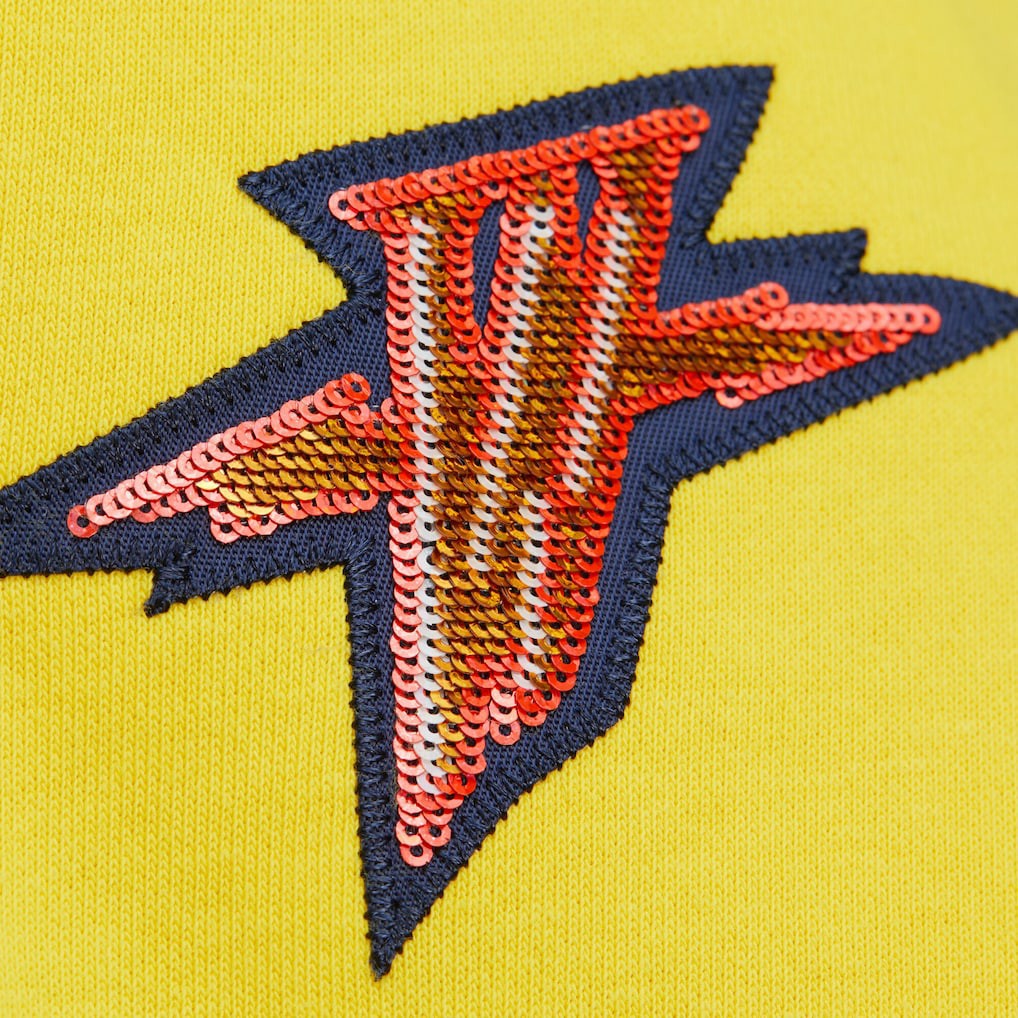 Golden State Warriors x DANNIJO Women's Blocked Pullover Sweatshirt sale - Gold/Royal | Mitchell & Ness outlet