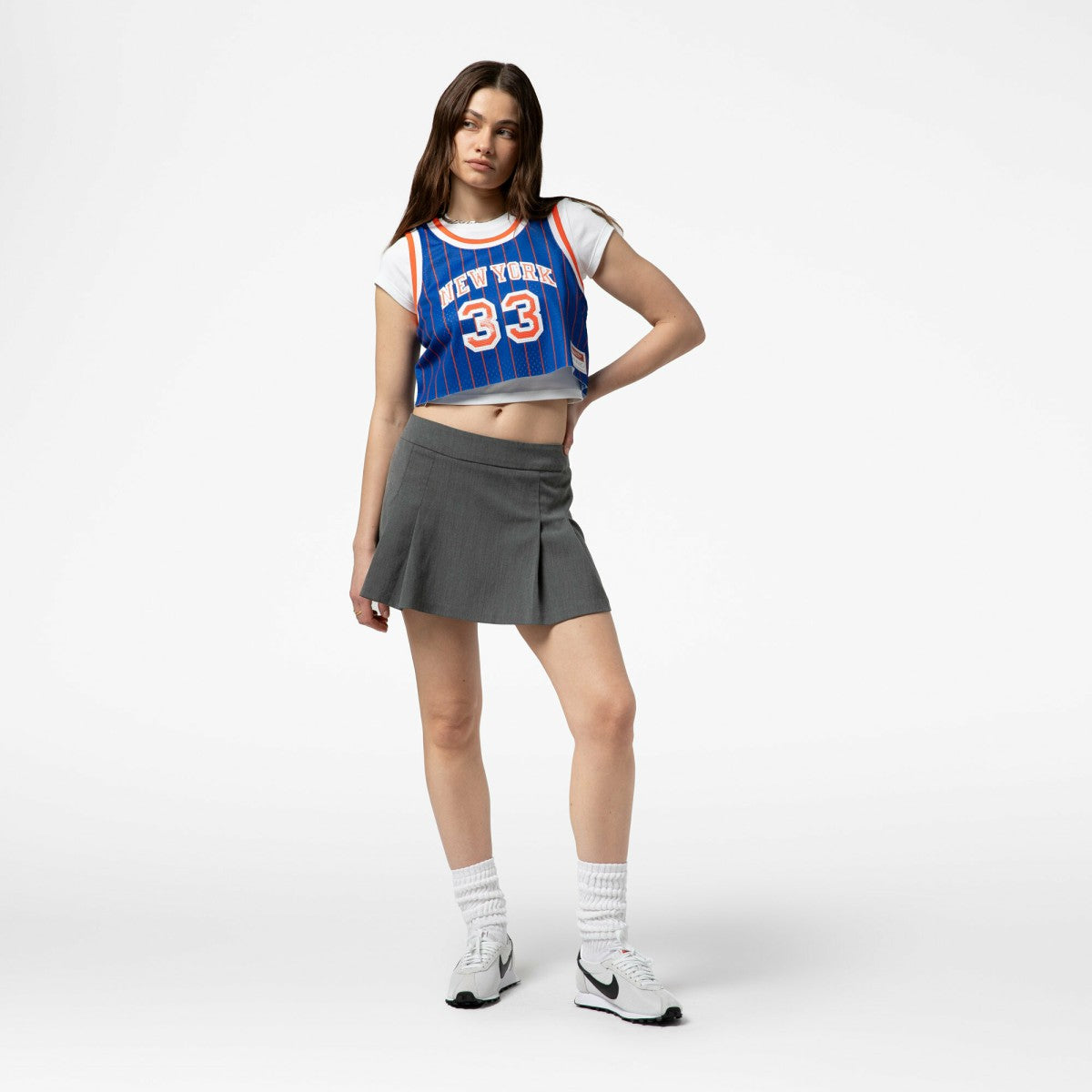 Patrick Ewing New York Knicks x DANNIJO Women's Fashion Cropped Basketball Jersey - Royal | Mitchell & Ness sale