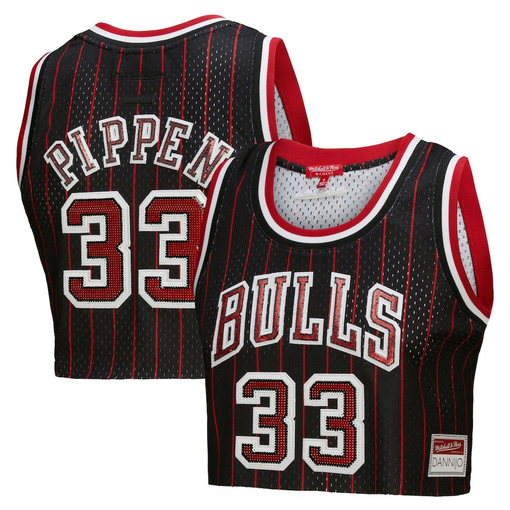 Scottie Pippen Chicago Bulls x DANNIJO Women's Fashion Cropped Basketball Jersey sale - Black | Mitchell & Ness shop