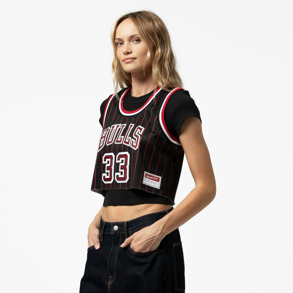 Scottie Pippen Chicago Bulls x DANNIJO Women's Fashion Cropped Basketball Jersey sale - Black | Mitchell & Ness shop