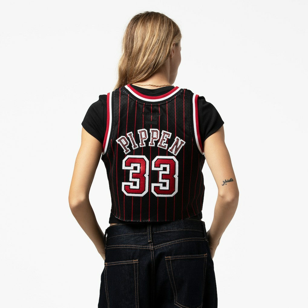 Scottie Pippen Chicago Bulls x DANNIJO Women's Fashion Cropped Basketball Jersey sale - Black | Mitchell & Ness shop