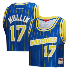 Chris Mullin Golden State Warriors x DANNIJO Women's Fashion Cropped Basketball Jersey sale - Royal | Mitchell & Ness for sale