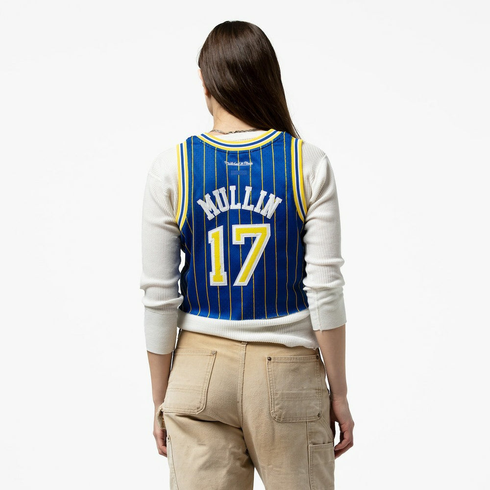 Chris Mullin Golden State Warriors x DANNIJO Women's Fashion Cropped Basketball Jersey sale - Royal | Mitchell & Ness for sale