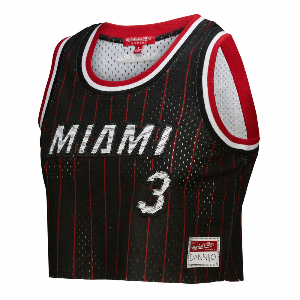 Dwyane Wade Miami Heat x DANNIJO Women's Fashion Cropped Basketball Jersey - Black | Mitchell & Ness discount