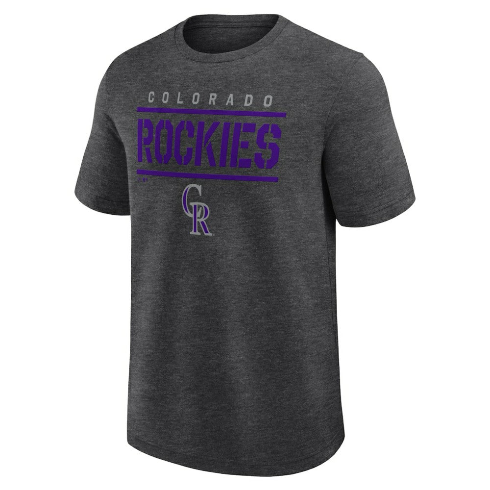 Colorado Rockies Logo Athletic Top Notch T-Shirt - Heather Charcoal