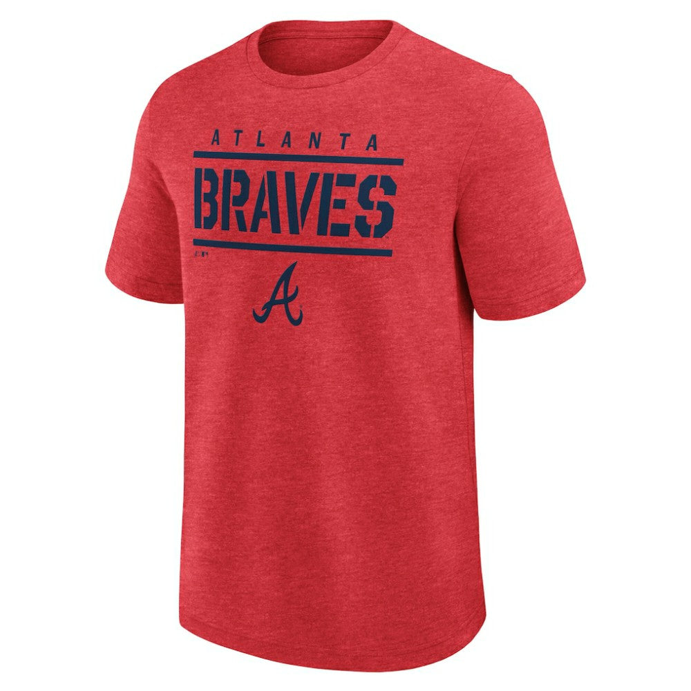 Atlanta Braves Logo Athletic Top Notch T-Shirt - Heather Red