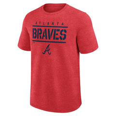 Atlanta Braves Logo Athletic Top Notch T-Shirt - Heather Red