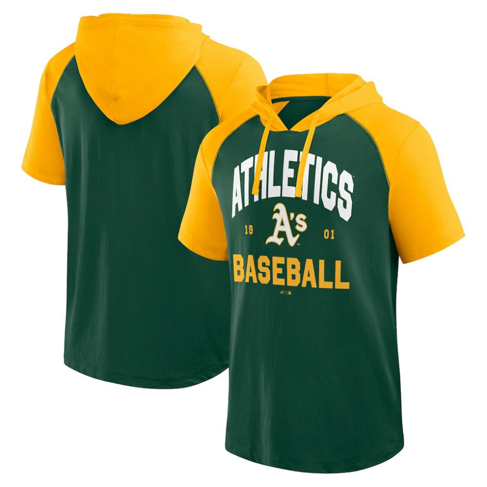 Athletics Logo Athletic Prime Raglan Short Sleeve Hoodie T-Shirt - Green