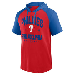 Philadelphia Phillies Logo Athletic Prime Raglan Short Sleeve Hoodie T-Shirt - Red