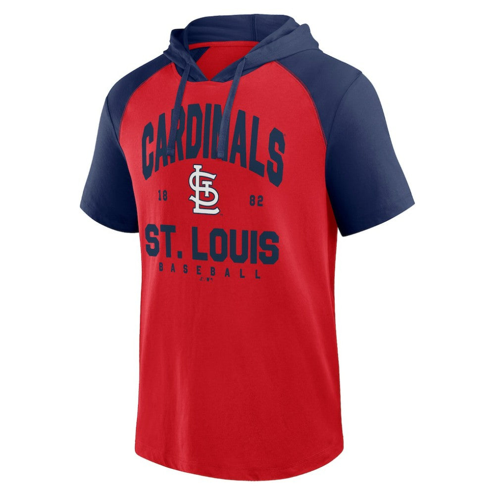 St. Louis Cardinals Logo Athletic Prime Raglan Short Sleeve Hoodie T-Shirt - Red