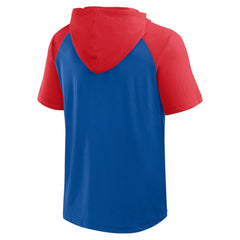 Texas Rangers Logo Athletic Prime Raglan Short Sleeve Hoodie T-Shirt - Royal