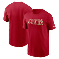 San Francisco 49ers Primetime Wordmark Essential T-Shirt - Scarlet | Nike discount