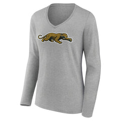 Jacksonville Jaguars Women's Classic Logo Long Sleeve V-Neck T-Shirt - Gray outlet