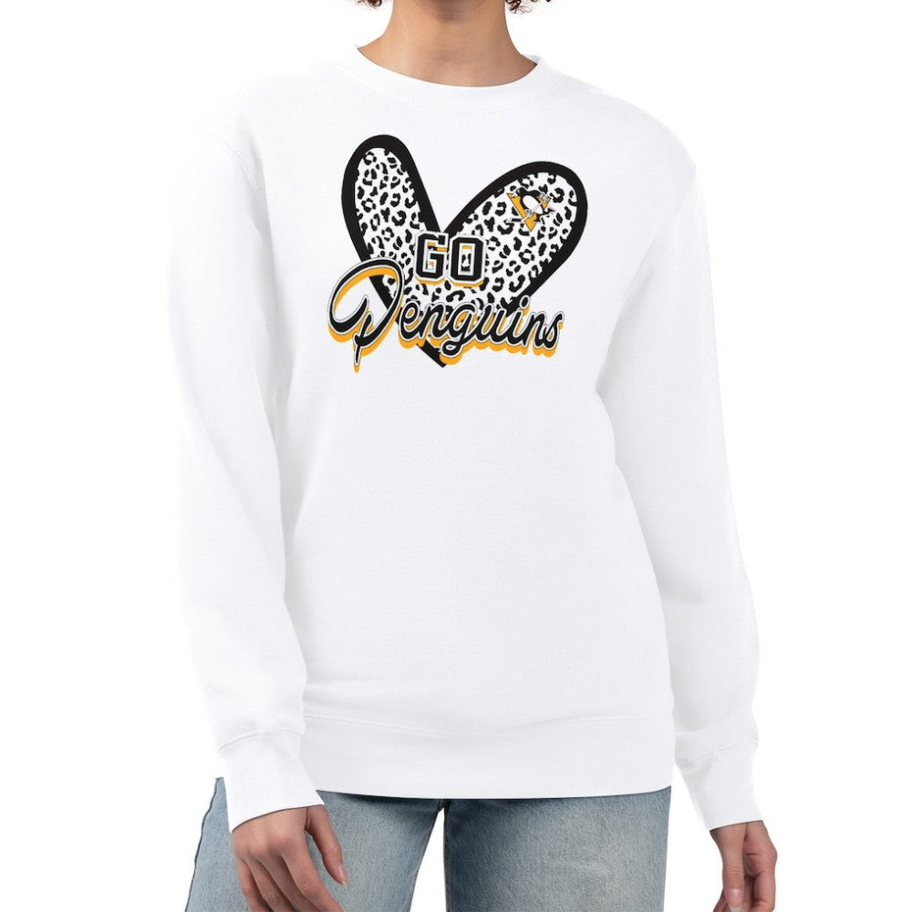 Pittsburgh Penguins G-III 4Her by Carl Banks Women's Animal Print Heart Fleece Pullover Sweatshirt White