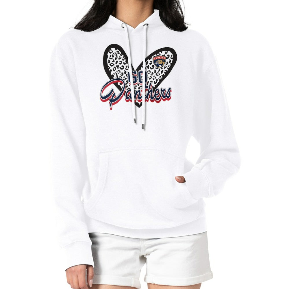 Florida Panthers G-III 4Her by Carl Banks Women's Animal Print Heart Fleece Pullover Hoodie White