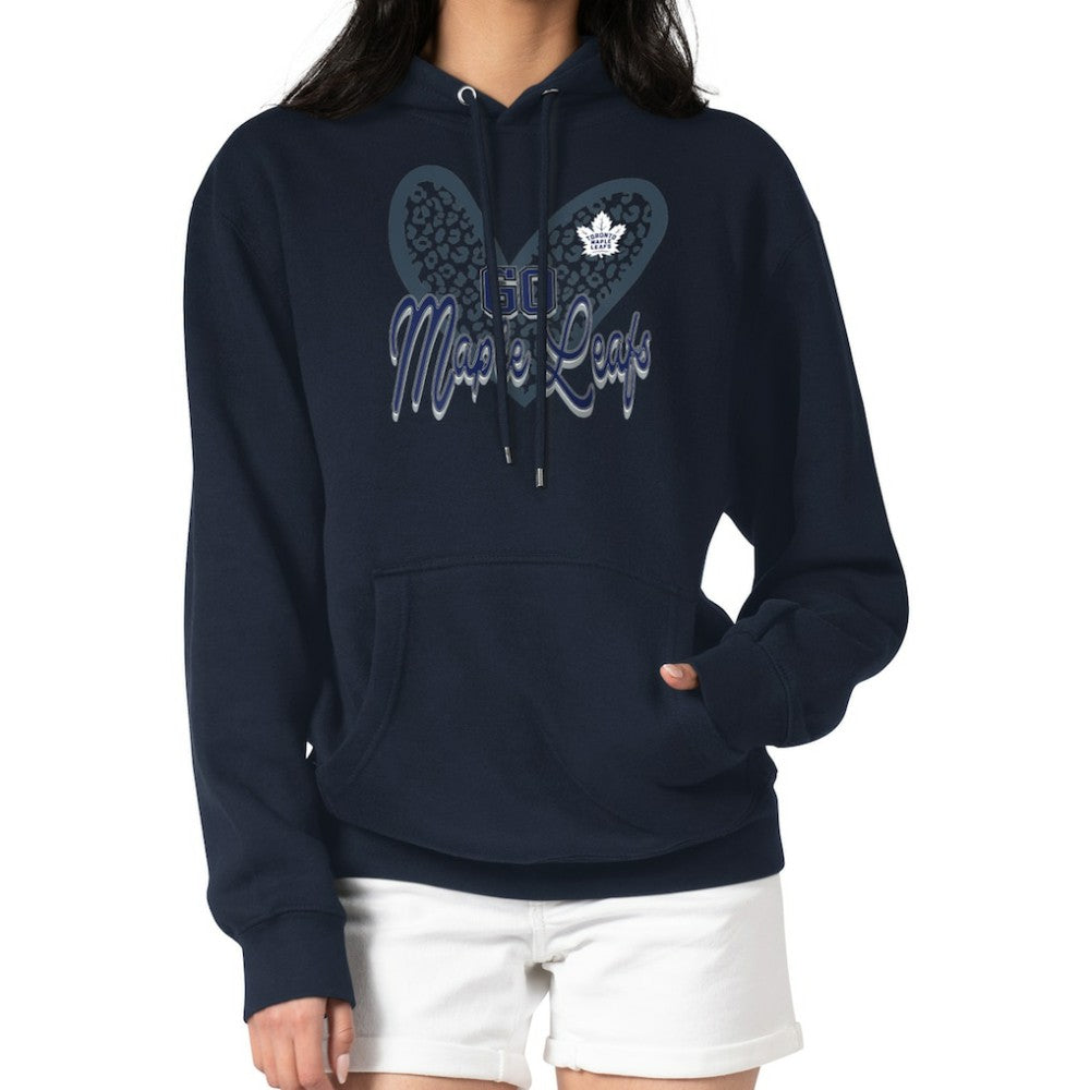 Toronto Maple Leafs G-III 4Her by Carl Banks Women's Animal Print Heart Fleece Pullover Hoodie Navy