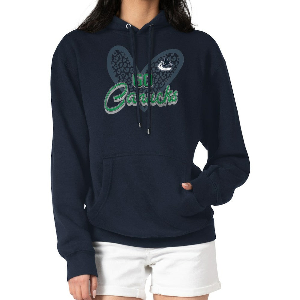 Vancouver Canucks G-III 4Her by Carl Banks Women's Animal Print Heart Fleece Pullover Hoodie Navy