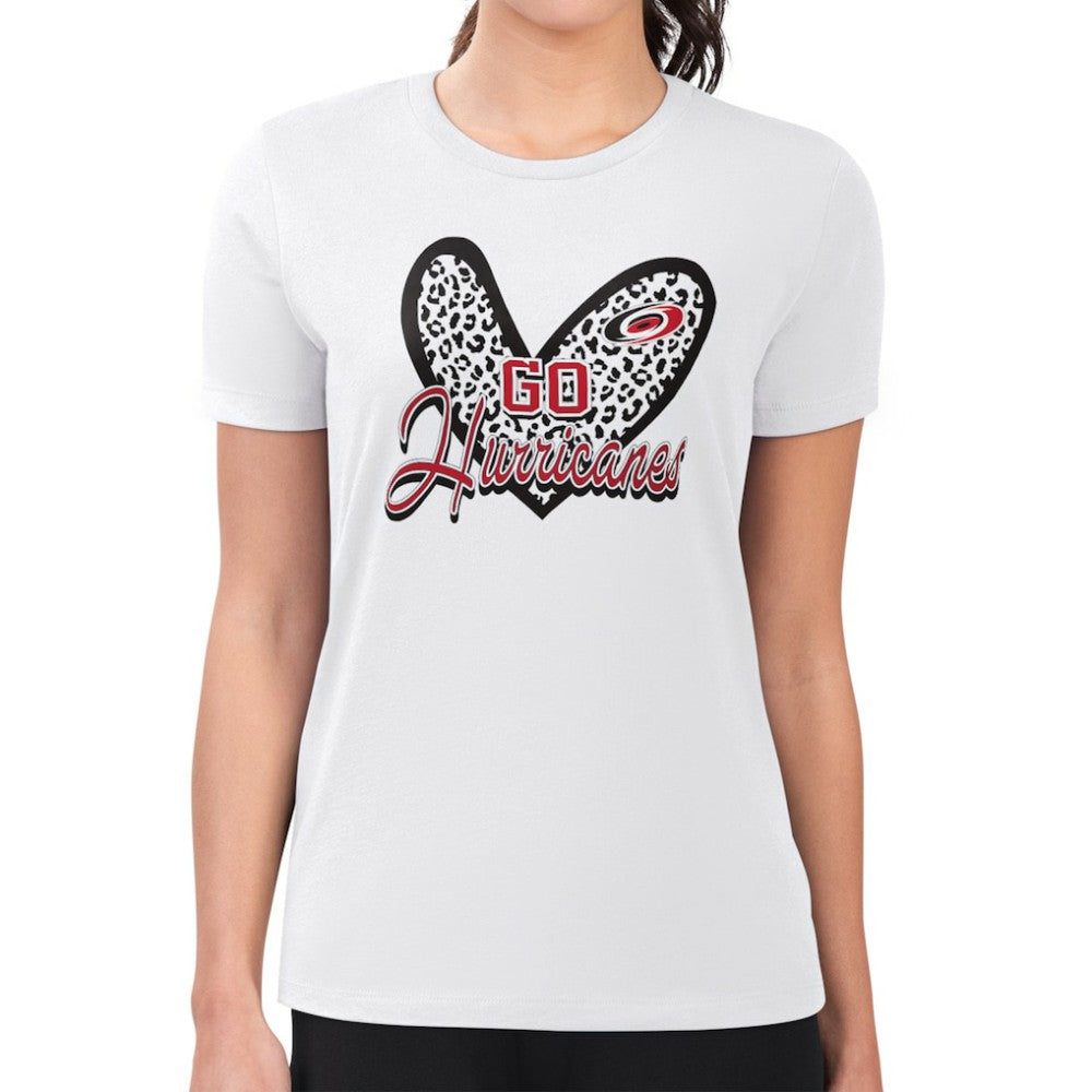 Carolina Hurricanes G-III 4Her by Carl Banks Women's Super-Slim Fit Lightweight Animal Print Heart T-Shirt White