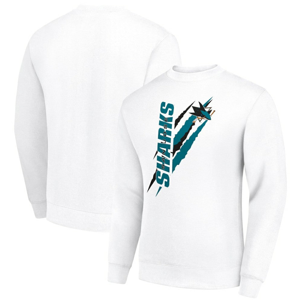 San Jose Sharks Starter Color Scratch Pullover Sweatshirt White