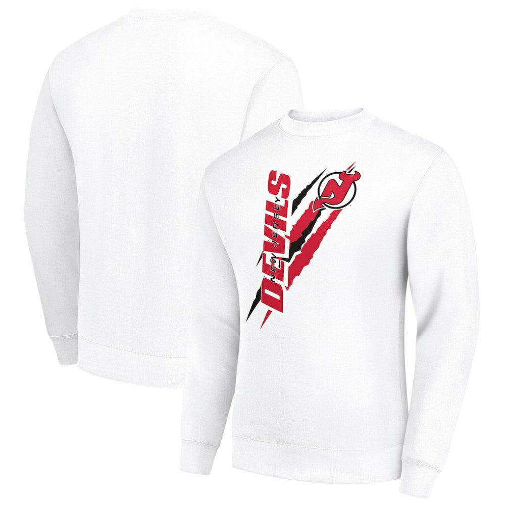New Jersey Devils Starter Color Scratch Pullover Sweatshirt White