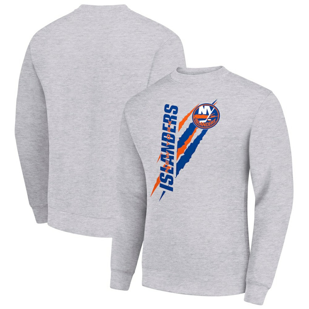 New York Islanders Starter Color Scratch Pullover Sweatshirt Heather Gray