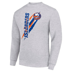 New York Islanders Starter Color Scratch Pullover Sweatshirt Heather Gray