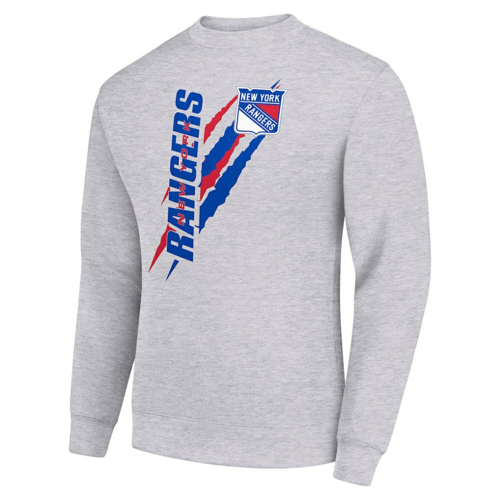 New York Rangers Starter Color Scratch Pullover Sweatshirt Heather Gray