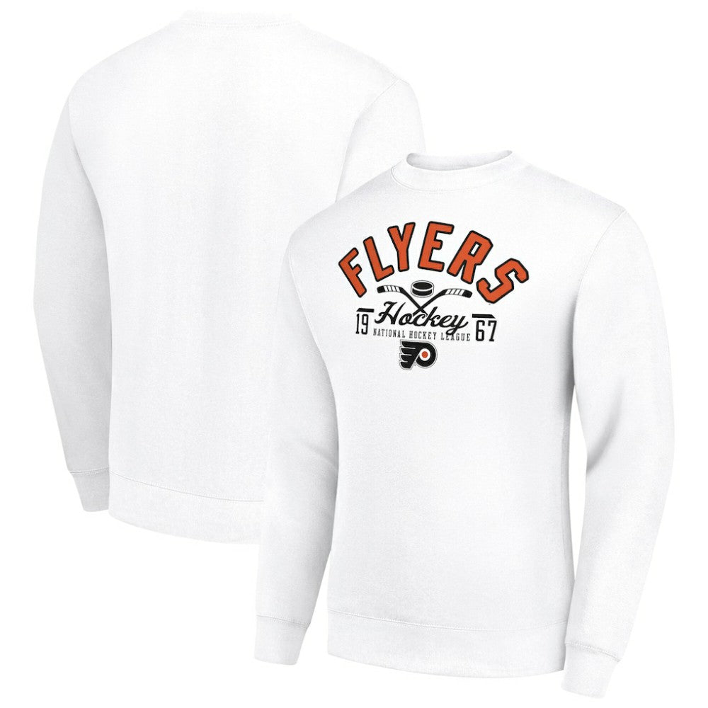 Philadelphia Flyers Starter Stick And Puck Logo Fleece Pullover Sweatshirt White
