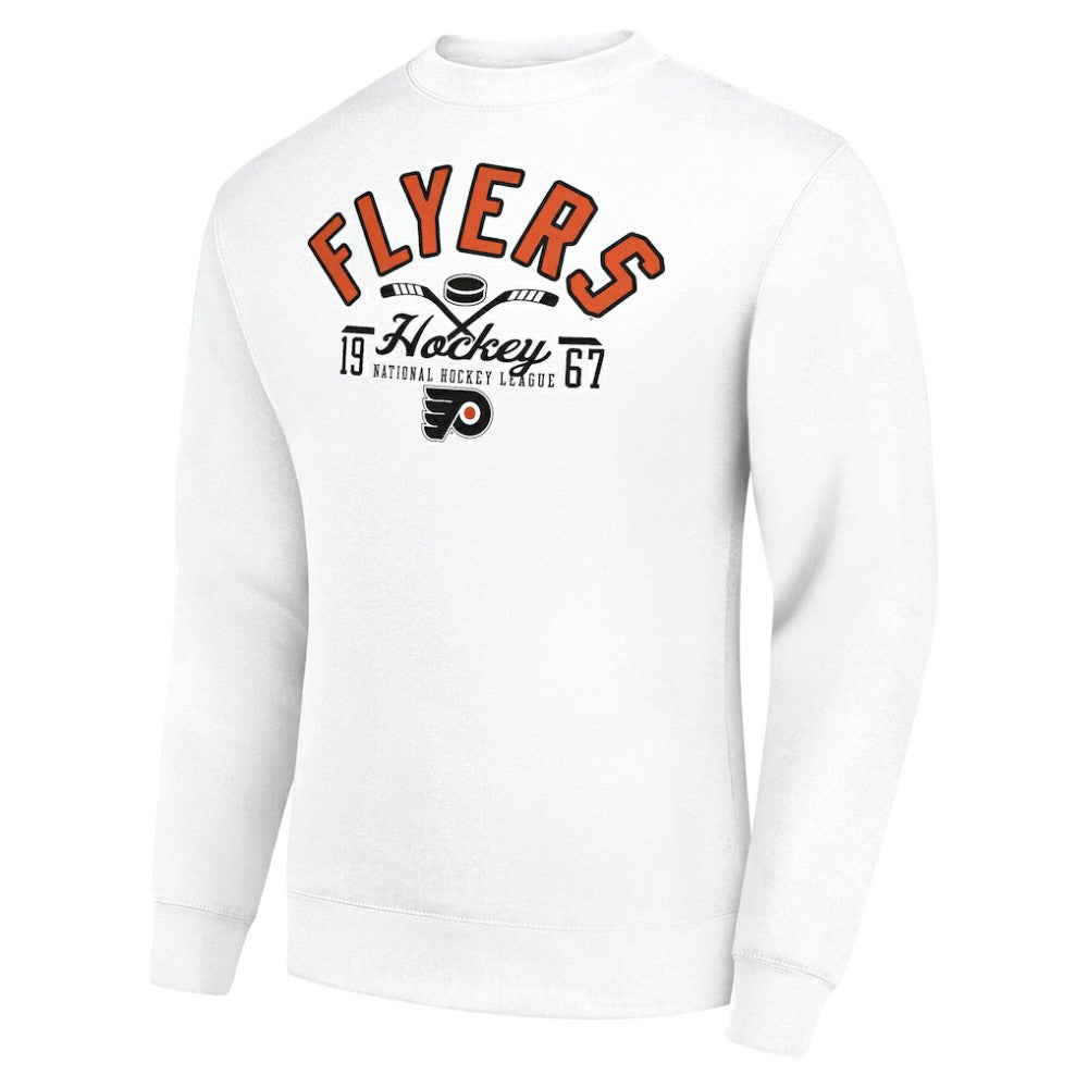 Philadelphia Flyers Starter Stick And Puck Logo Fleece Pullover Sweatshirt White