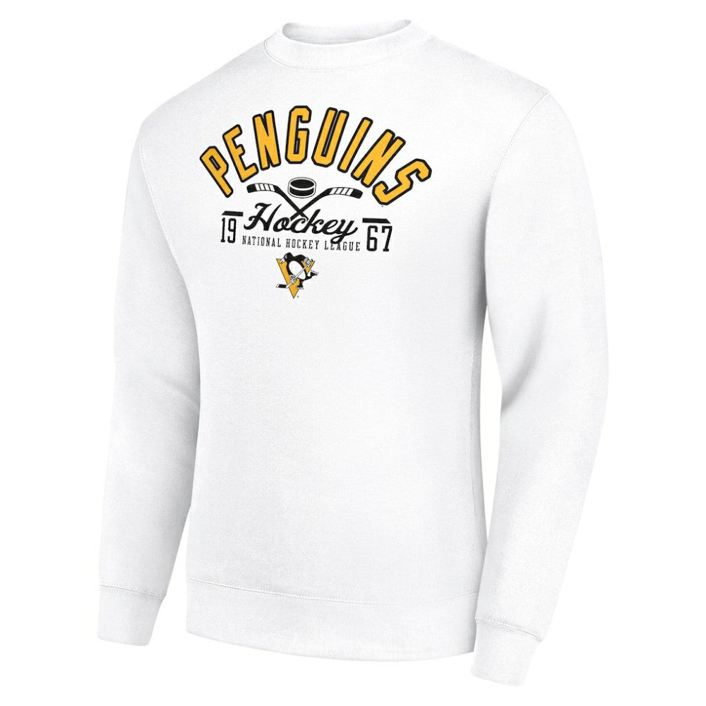 Pittsburgh Penguins Starter Stick And Puck Logo Fleece Pullover Sweatshirt White