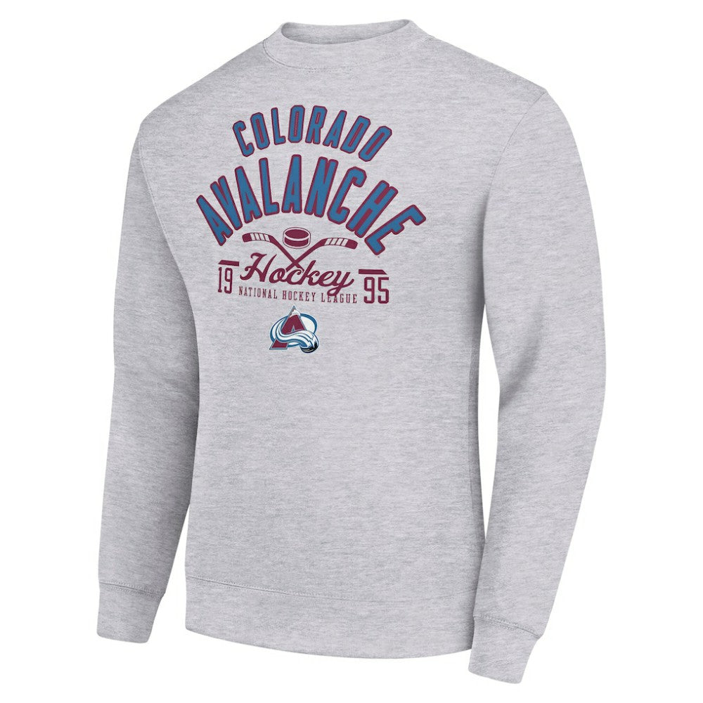 Colorado Avalanche Starter Stick And Puck Logo Fleece Pullover Sweatshirt Heather Gray