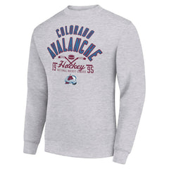 Colorado Avalanche Starter Stick And Puck Logo Fleece Pullover Sweatshirt Heather Gray