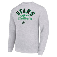 Dallas Stars Starter Stick And Puck Logo Fleece Pullover Sweatshirt Heather Gray