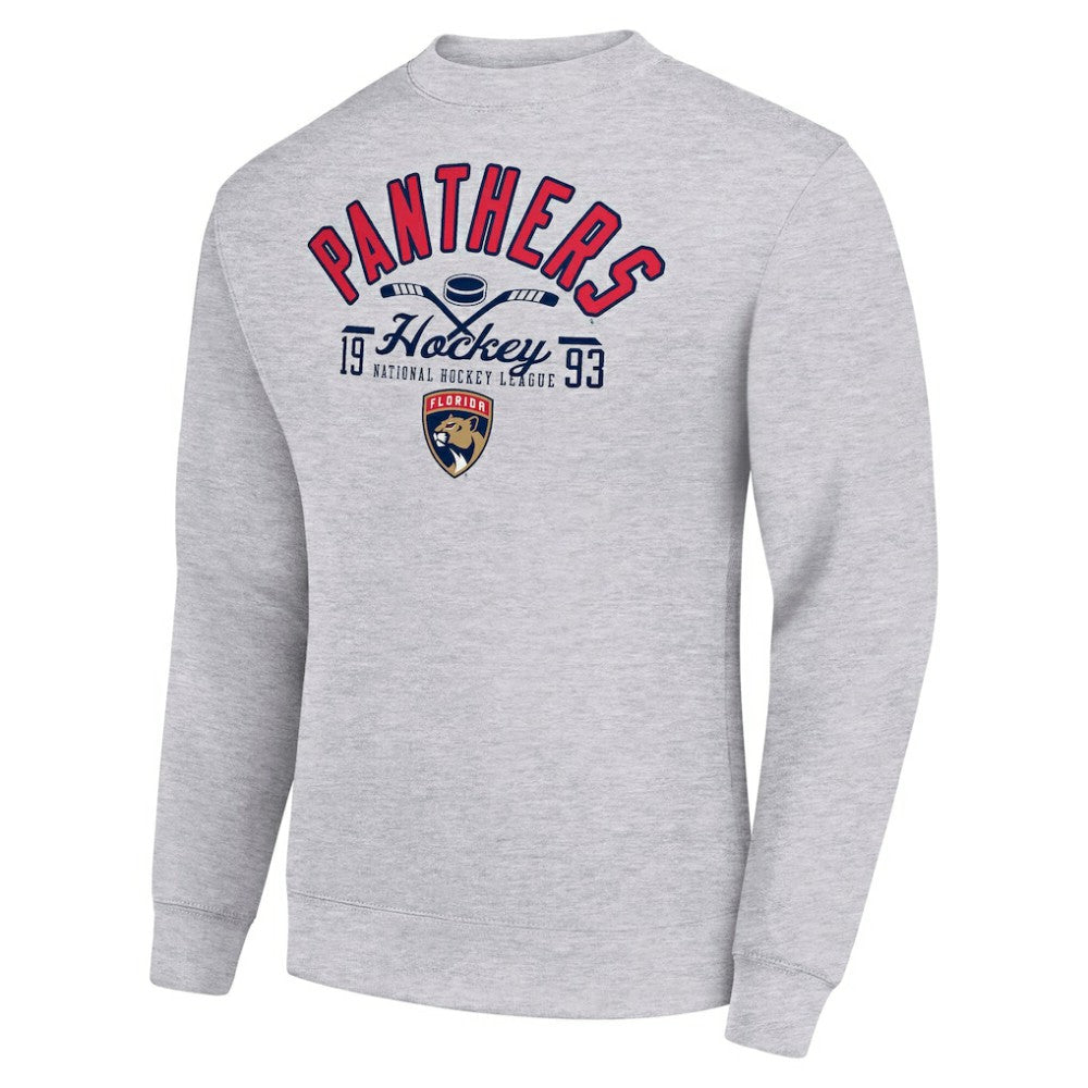 Florida Panthers Starter Stick And Puck Logo Fleece Pullover Sweatshirt Heather Gray