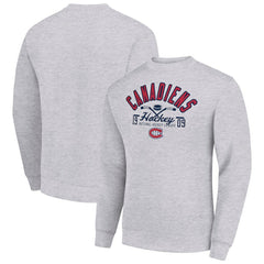 Montreal Canadiens Starter Stick And Puck Logo Fleece Pullover Sweatshirt Heather Gray
