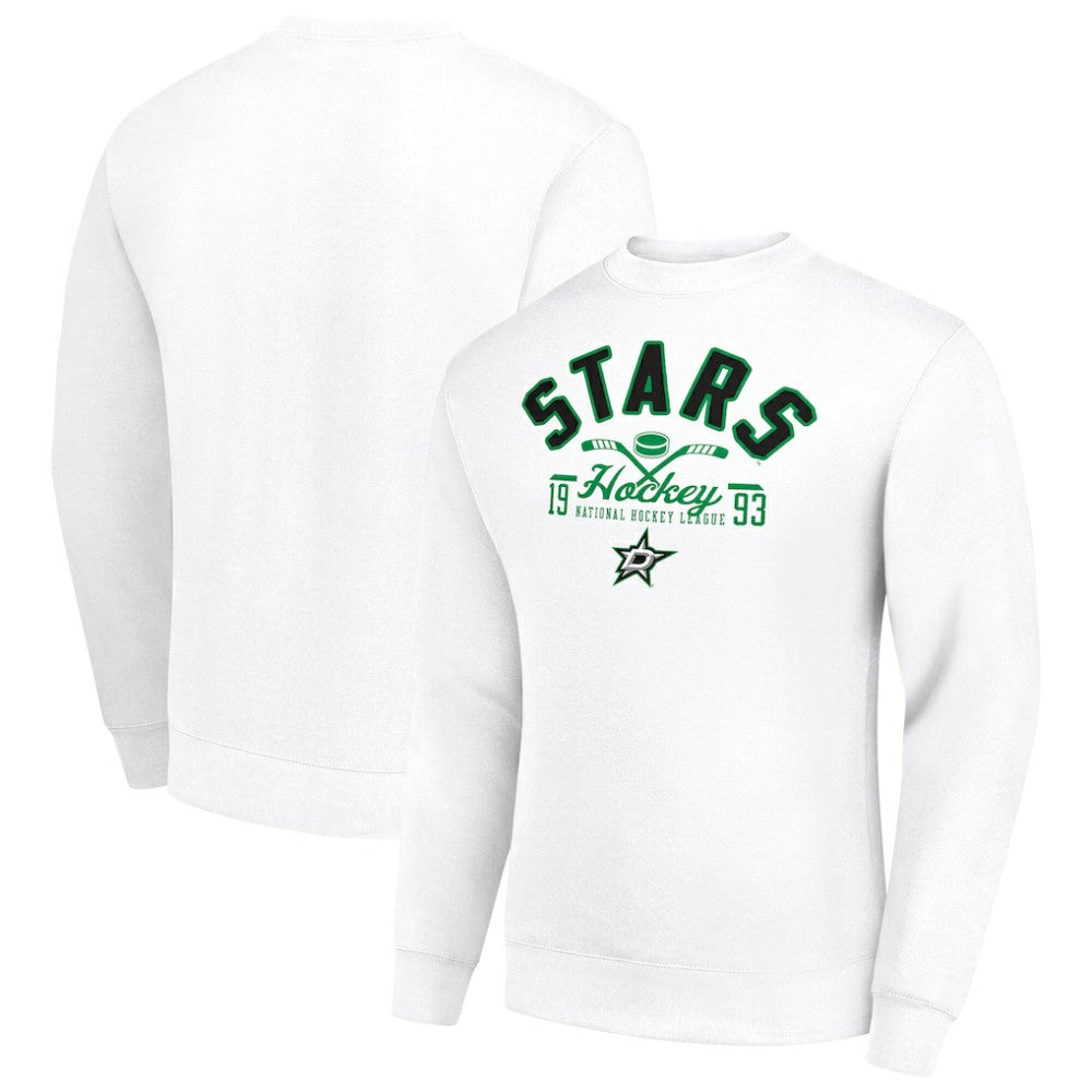 Dallas Stars Starter Stick And Puck Logo Fleece Pullover Sweatshirt White