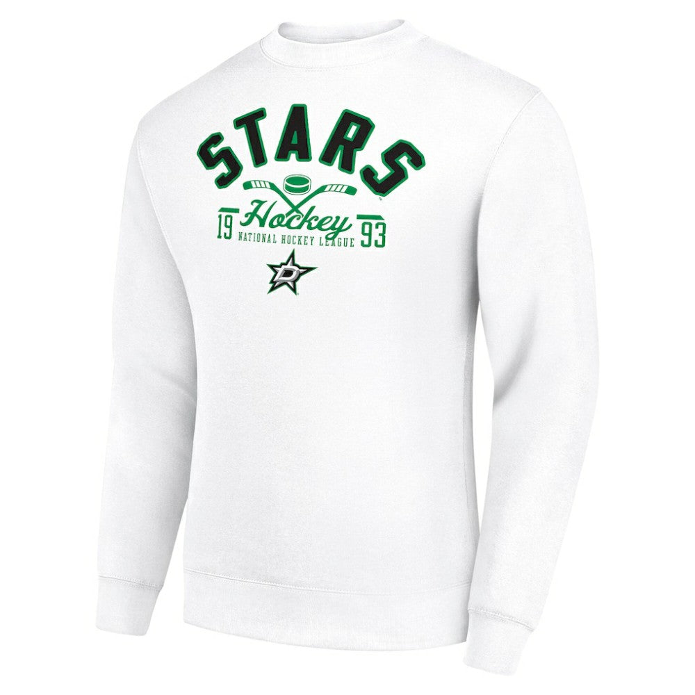 Dallas Stars Starter Stick And Puck Logo Fleece Pullover Sweatshirt White
