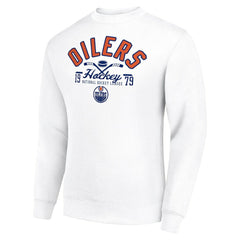 Edmonton Oilers Starter Stick And Puck Logo Fleece Pullover Sweatshirt White
