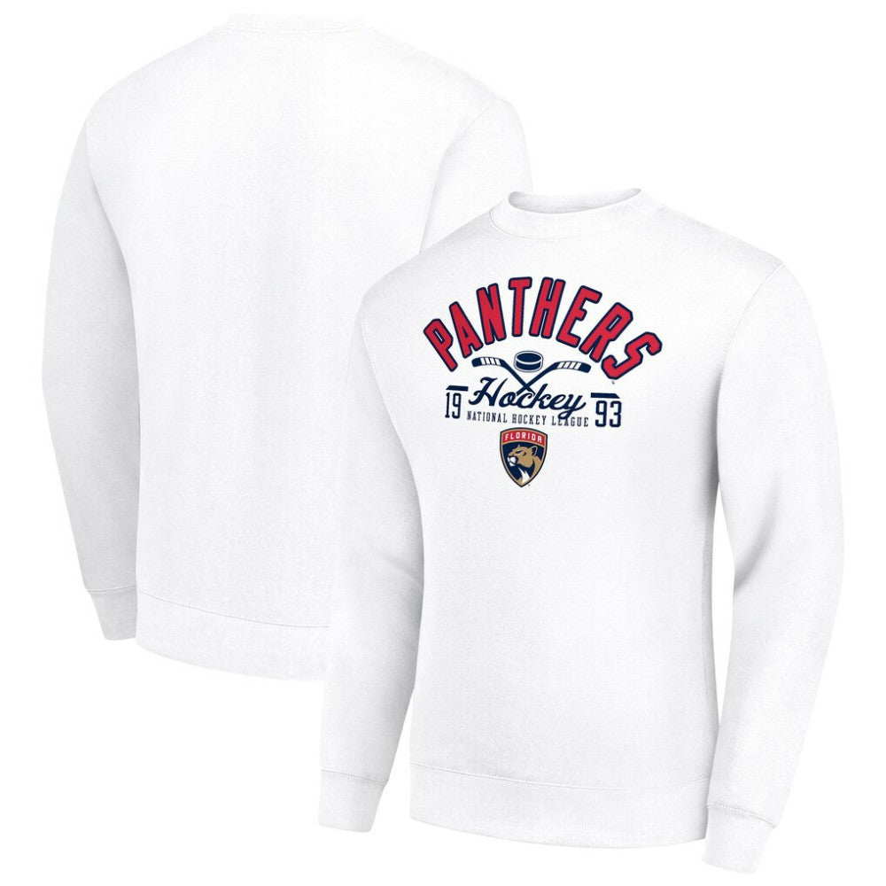 Florida Panthers Starter Stick And Puck Logo Fleece Pullover Sweatshirt White