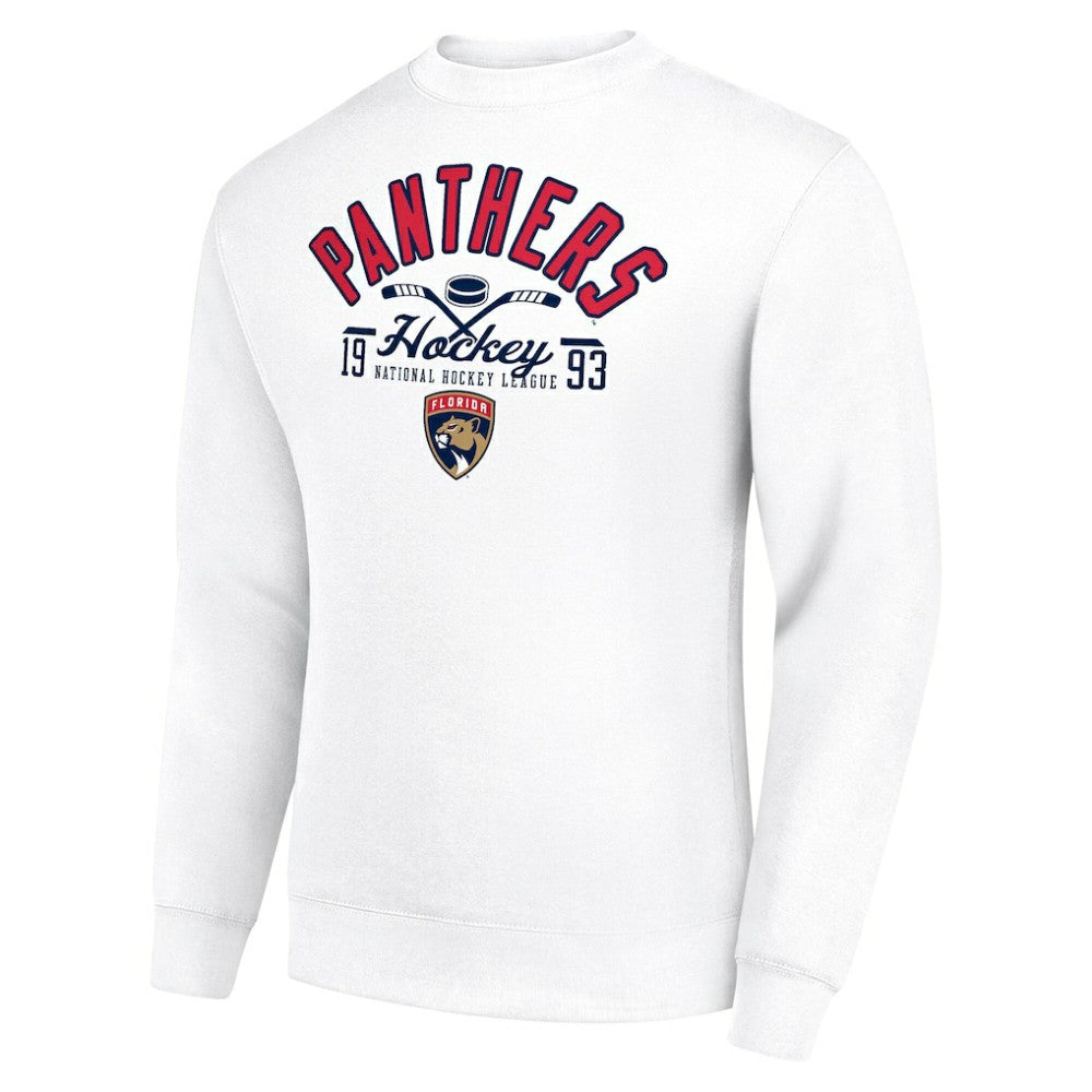Florida Panthers Starter Stick And Puck Logo Fleece Pullover Sweatshirt White
