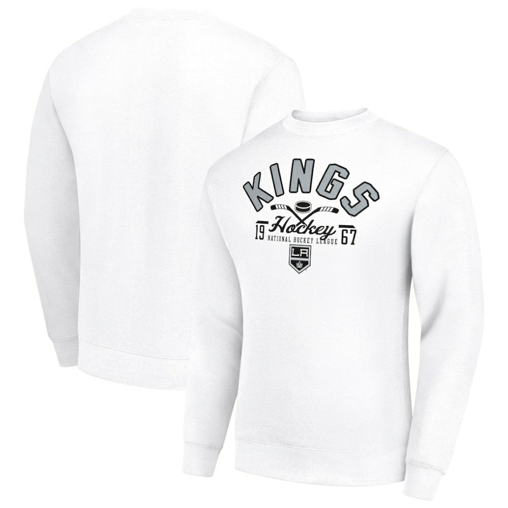 Los Angeles Kings Starter Stick And Puck Logo Fleece Pullover Sweatshirt White