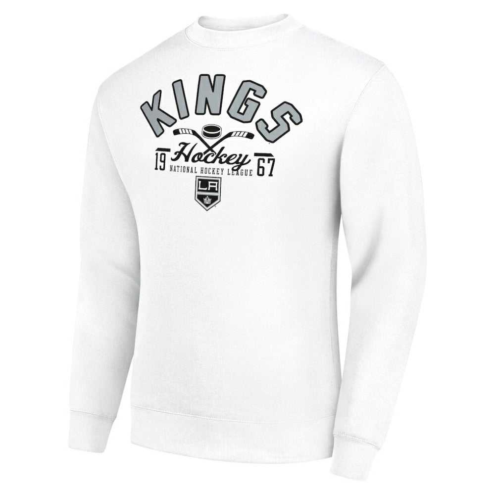 Los Angeles Kings Starter Stick And Puck Logo Fleece Pullover Sweatshirt White