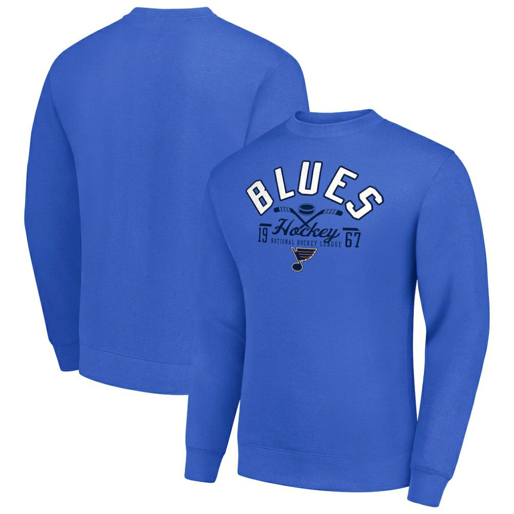 St. Louis Blues Starter Stick And Puck Logo Fleece Pullover Sweatshirt Royal