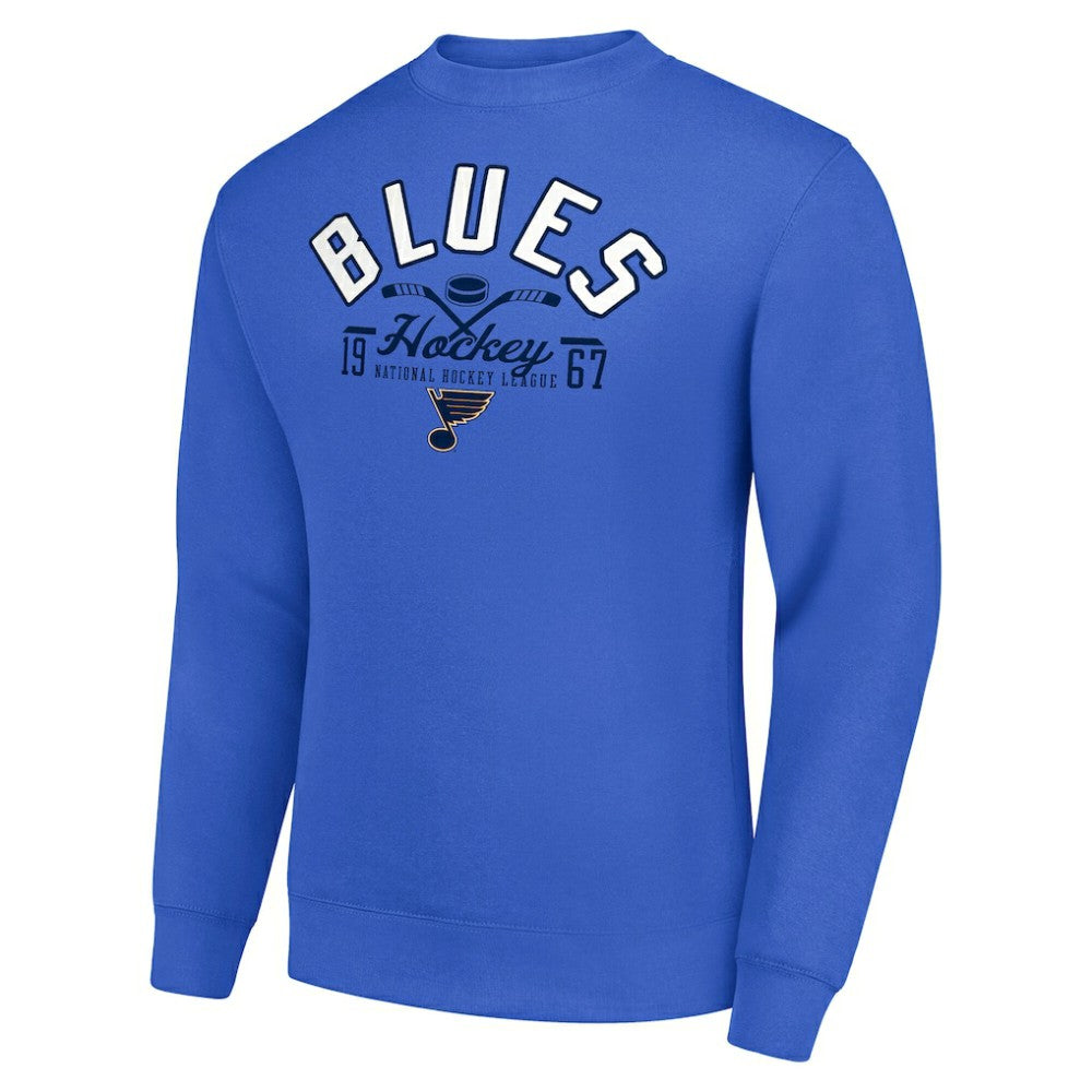 St. Louis Blues Starter Stick And Puck Logo Fleece Pullover Sweatshirt Royal