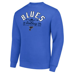St. Louis Blues Starter Stick And Puck Logo Fleece Pullover Sweatshirt Royal