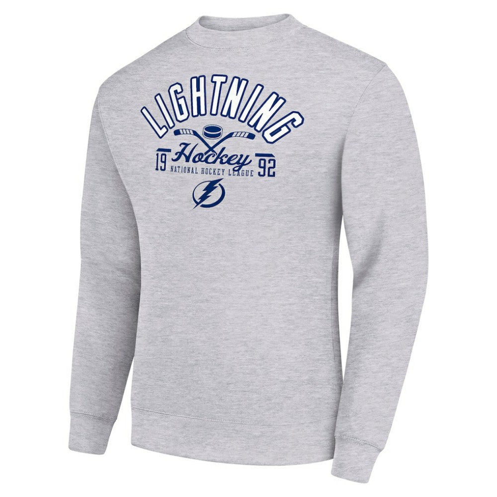 Tampa Bay Lightning Starter Stick And Puck Logo Fleece Pullover Sweatshirt Heather Gray