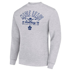 Toronto Maple Leafs Starter Stick And Puck Logo Fleece Pullover Sweatshirt Heather Gray