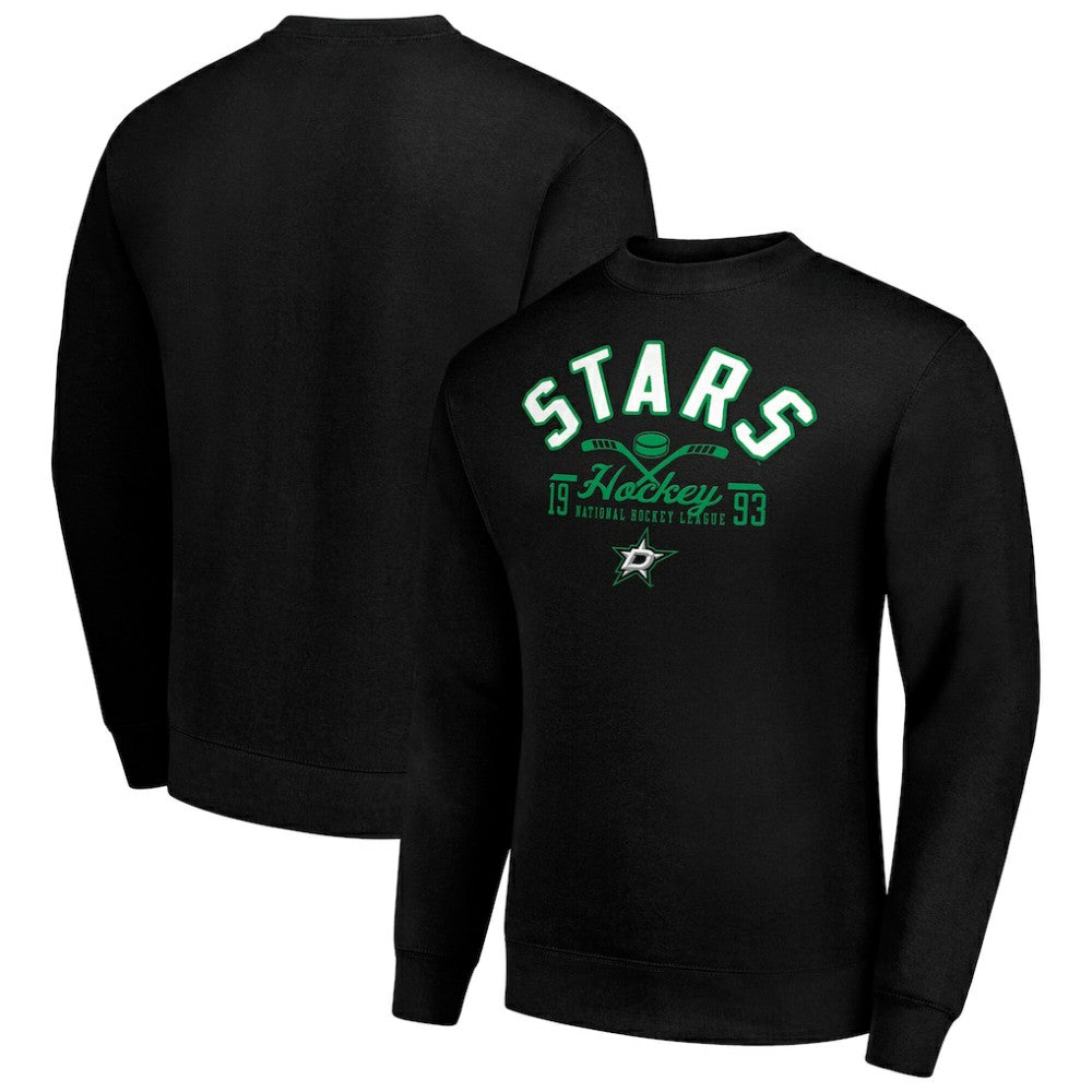 Dallas Stars Starter Stick And Puck Logo Fleece Pullover Sweatshirt Black
