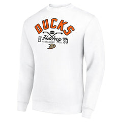Anaheim Ducks Starter Stick And Puck Logo Fleece Pullover Sweatshirt White
